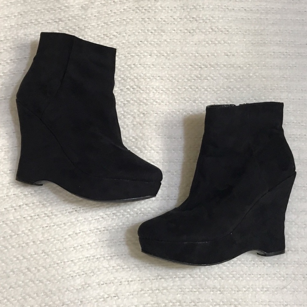Suede platform booties
